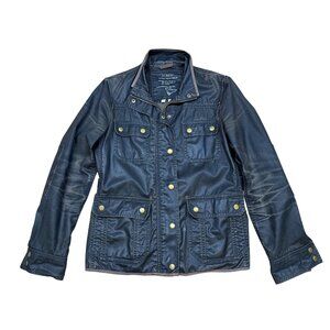 J.Crew Small Waxed Canvas Field Jacket Green Distressed Cotton Utility Military